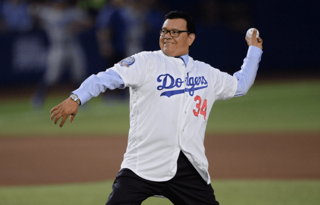 May 4, 2018; Monterrey, Nuevo Leon, Mexico; Los Angeles Dodgers former pitcher Fernando Valenzuela throws out the first pitch before the game against the San Diego Padres at Estadio de Beisbol Monterrey. Mandatory Credit: Orlando Ramirez-Imagn Images