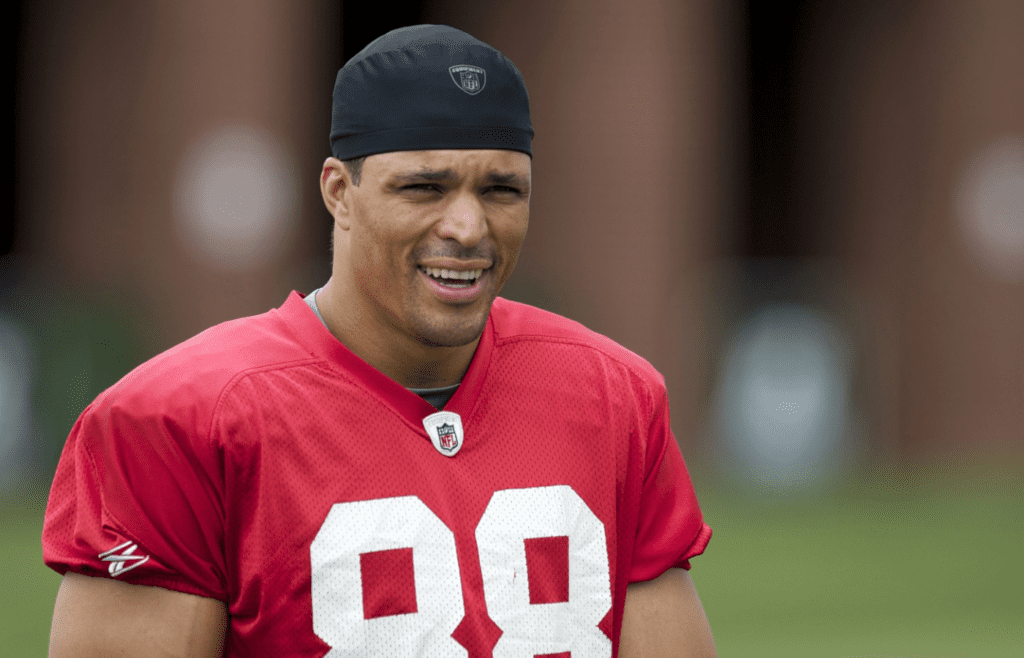 July 30, 2011; Flowery Branch, GA, USA; Atlanta Falcons tight end Tony Gonzalez (88) during training camp at the Atlanta Falcons training facility. Mandatory Credit: Dale Zanine-Imagn Images