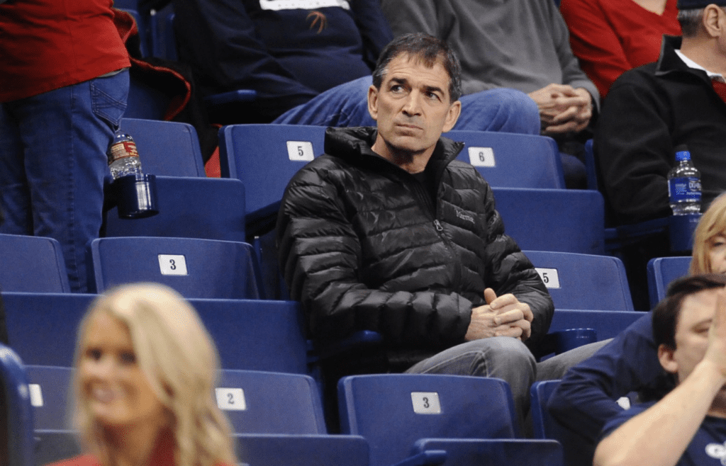 Feb 18, 2016; Spokane, WA, USA; NBA hall of fame player John Stockton looks on during the Pacific Tigers at Gonzaga Bulldogs during the first half at McCarthey Athletic Center. Mandatory Credit: James Snook-Imagn Images