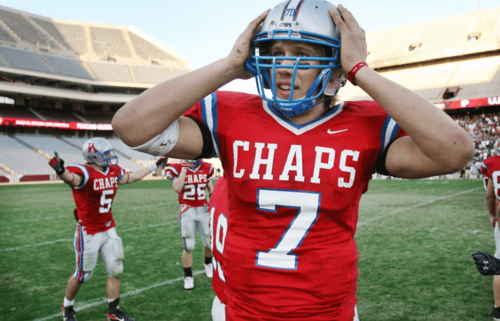 Westlake quarterback Nick Foles walks off the field as the final seconds tick off the clock during a 35-32 win over Pearland at the Class 5A Division 1 state semifinal at Kyle Field in College Station on Saturday Dec. 16, 2006.