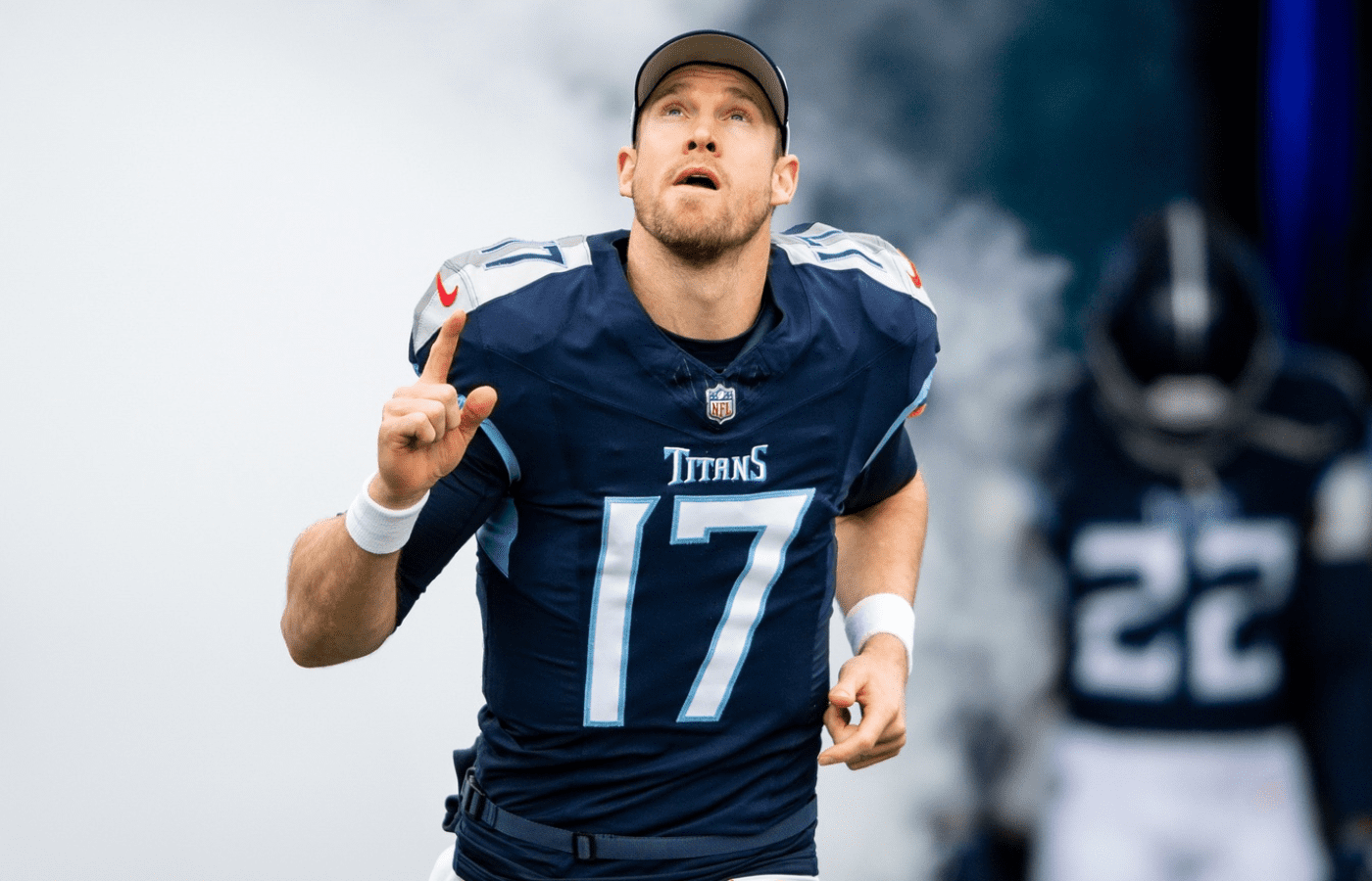 Jan 7, 2024; Nashville, Tennessee, USA; Tennessee Titans quarterback Ryan Tannehill (17) takes the field during the first half against the Jacksonville Jaguarsat Nissan Stadium. Mandatory Credit: Steve Roberts-Imagn Images