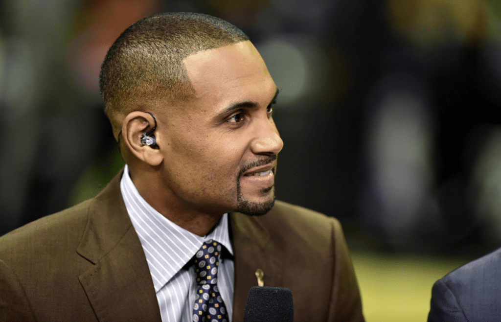 Jun 15, 2014; San Antonio, TX, USA; NBA TV analyst Grant Hill before game five of the 2014 NBA Finals between the San Antonio Spurs and the Miami Heat at AT&T Center. Mandatory Credit: Bob Donnan-Imagn Images