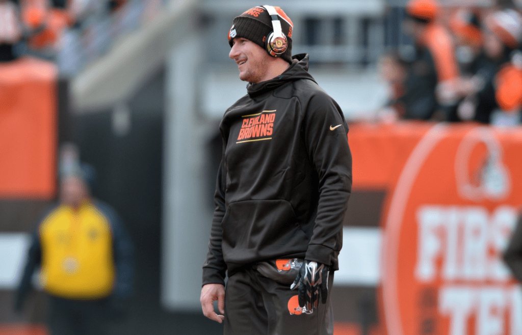 Dec 6, 2015; Cleveland, OH, USA; Cleveland Browns quarterback Johnny Manziel (2) before the game between the Cleveland Browns and Cincinnati Bengals at FirstEnergy Stadium. Mandatory Credit: Ken Blaze-Imagn Images