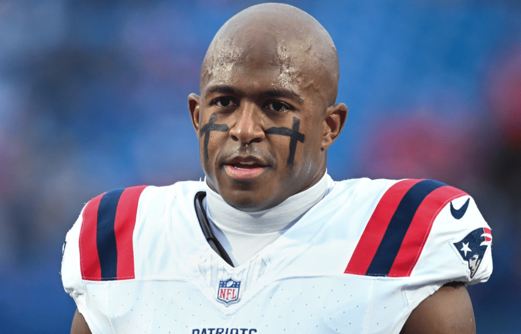 Dec 31, 2023; Orchard Park, New York, USA; New England Patriots wide receiver Matthew Slater (18) enters the field before a game Buffalo Bills at Highmark Stadium. Mandatory Credit: Mark Konezny-Imagn Images