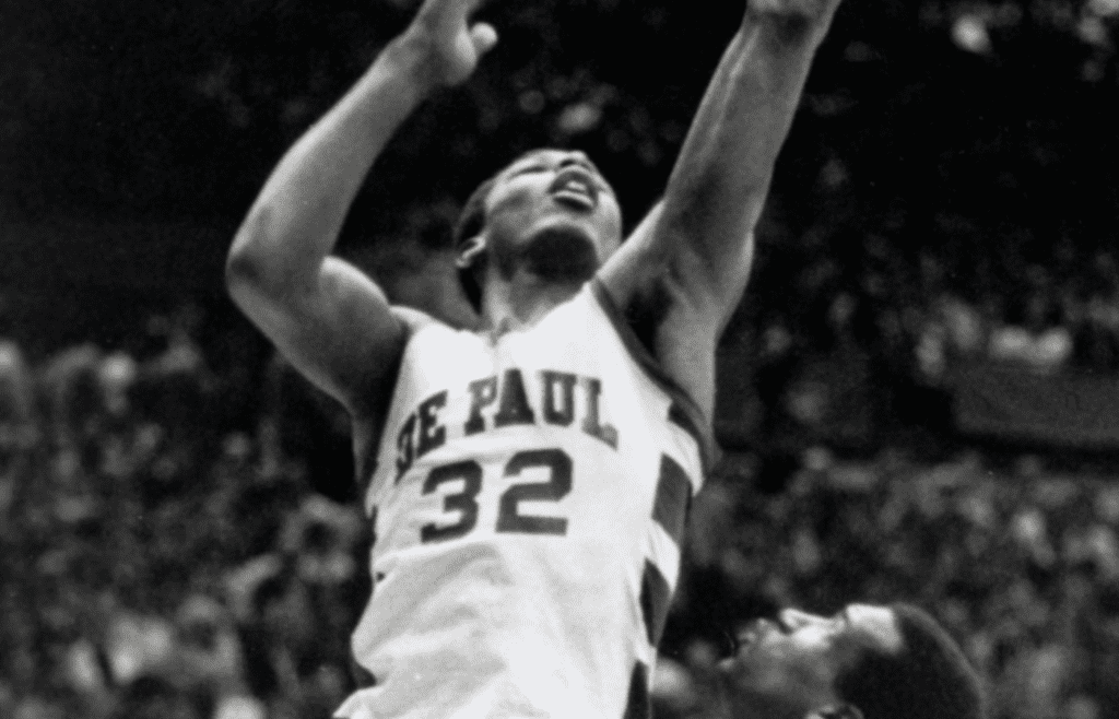 Unknown date & location, USA; FILE PHOTO; DePaul Blue Demons guard Terry Cummings (32) in action against St. Josephs. Mandatory Credit: Malcolm Emmons-Imagn Images