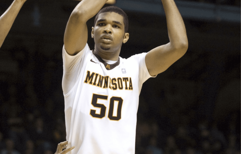 FEB 22, 2012; Minneapolis, MN, USA; Minnesota Gophers forward Ralph Sampson III (50) looks to pass in the second half against Michigan State Spartans at University of Minnesota Williams Arena. The Spartans defeated the Gophers 66-61. Mandatory Credit: Marilyn Indahl-Imagn Images