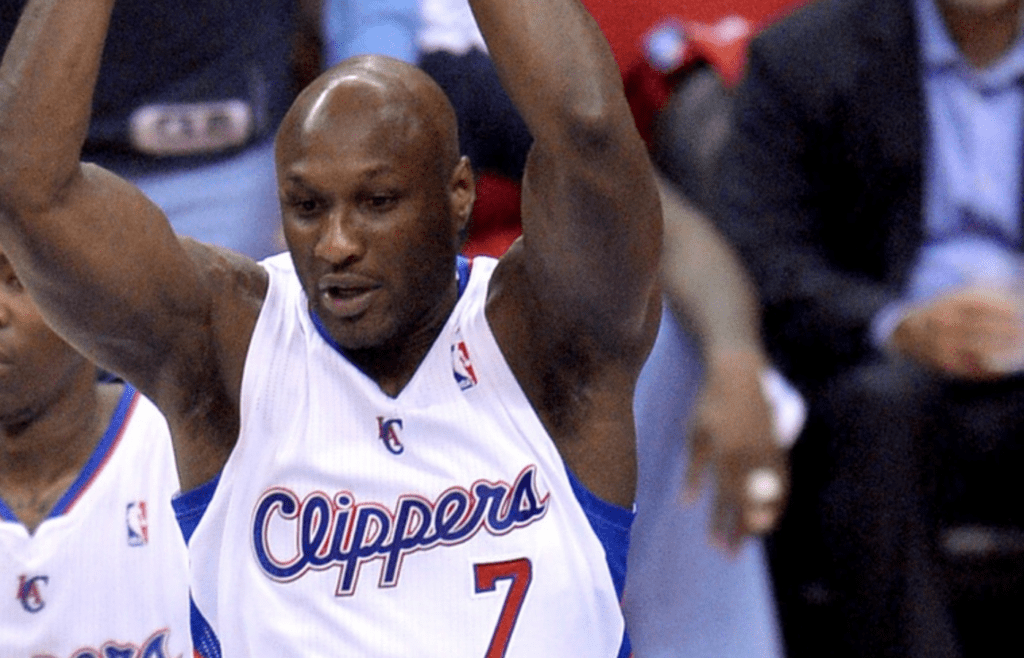 Apr 30, 2013; Los Angeles, CA, USA; Los Angeles Clippers power forward Lamar Odom (7) pulls in a rebound in the first half of game five of the first round of the 2013 NBA Playoffs against the Memphis Grizzlies at the Staples Center. Mandatory Credit: Jayne Kamin-Oncea-Imagn Images