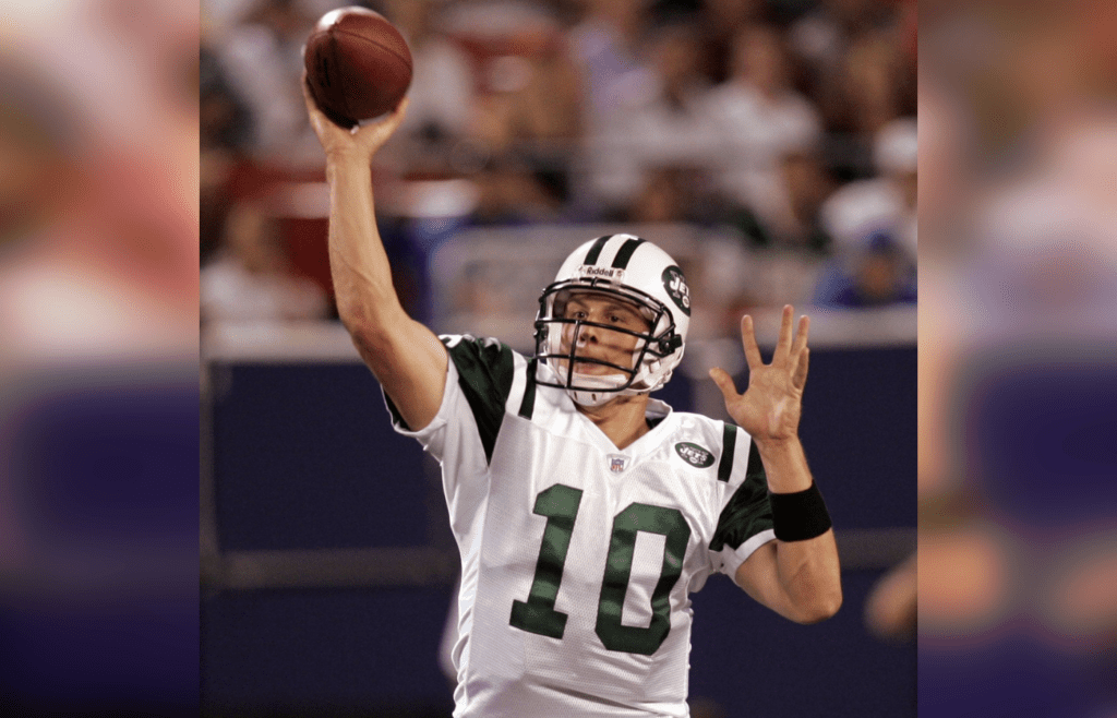 2000: Chad Pennington, 18th overall, quarterback, West Virginia Jets QB Chad Pennington passes during game against the Giants at the Meadowlands Aug. 26, 2005