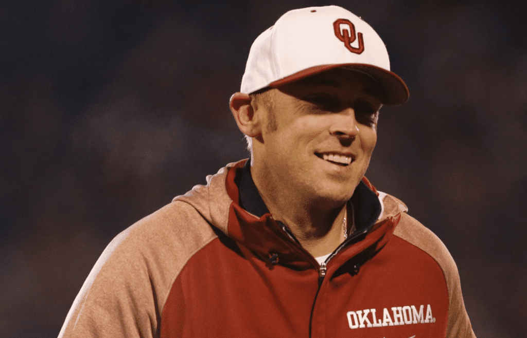Nov 21, 2015; Norman, OK, USA; Oklahoma Sooners former player and Heisman trophy winner Jason White during the game against the TCU Horned Frogs at Gaylord Family - Oklahoma Memorial Stadium. Mandatory Credit: Kevin Jairaj-Imagn Images