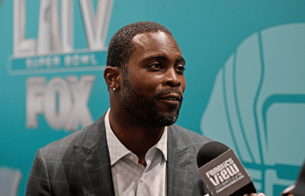 Jan 28, 2020; Miami, Florida, USA; Fox Sports broadcaster Michael Vick speaks with the media during Fox Sports media day at the Miami Beach convention center. Mandatory Credit: Jasen Vinlove-Imagn Images