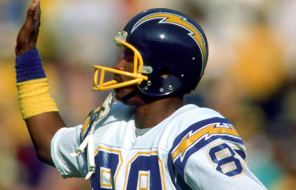 Unknown date and location, USA; FILE PHOTO; San Diego Chargers receiver Wes Chandler (89) during the 1983 season. Mandatory Credit: Photo By Manny Rubio-Imagn Images