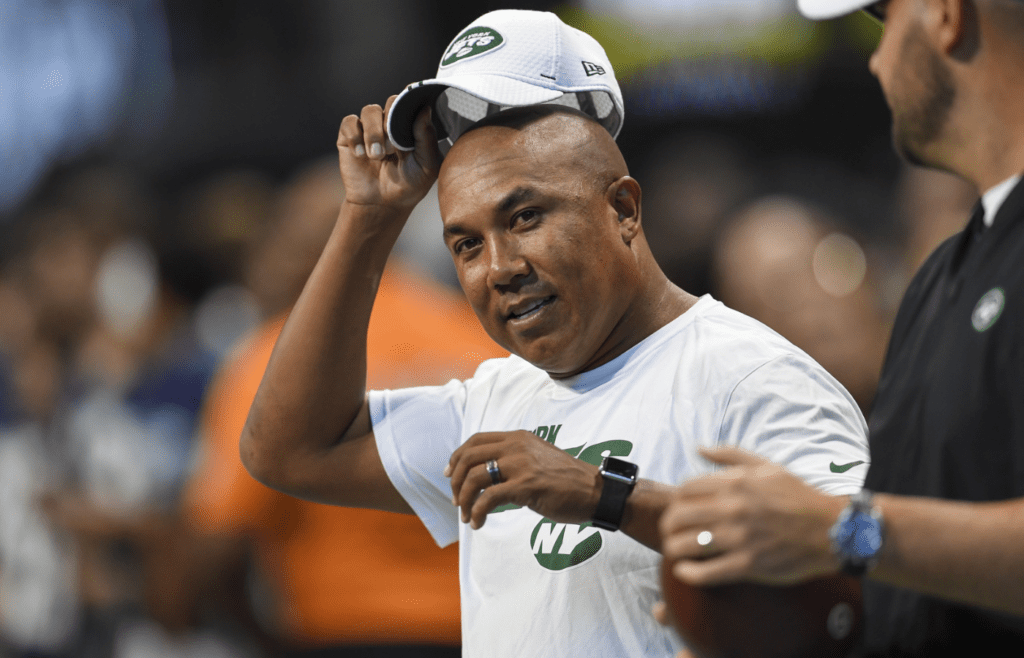 Aug 15, 2019; Atlanta, GA, USA; New York Jets assistant Hines Ward on the field prior to the game against the Atlanta Falcons at Mercedes-Benz Stadium. Mandatory Credit: Dale Zanine-Imagn Images