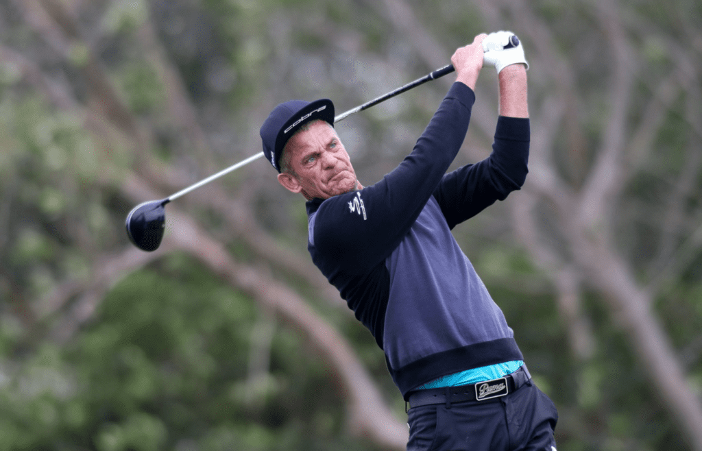 Jesper Parnevik tees off on the 10th hole during first round of the Allianz Championship Friday, February 5, 2016 at The Old Course at Broken Sound. Damon Higgins / The Palm Beach Post