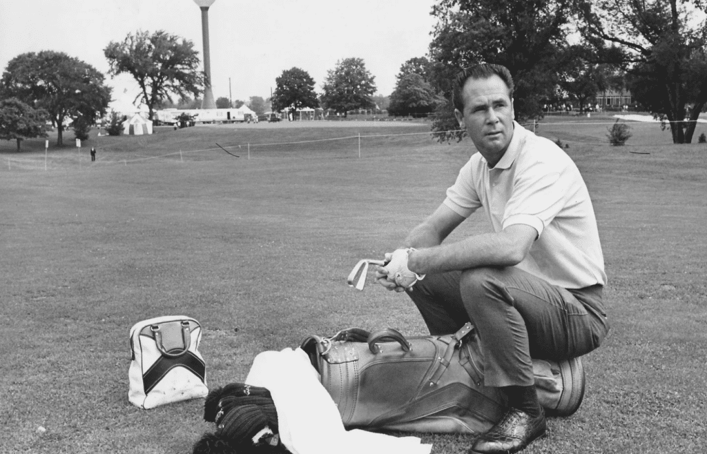August 18, 1964; Akron, OH, USA; Tony Lema takes a break while filming a television segment at Firestone Country Club in Akron. Mandatory Credit: Beacon Journal-USA TODAY NETWORK