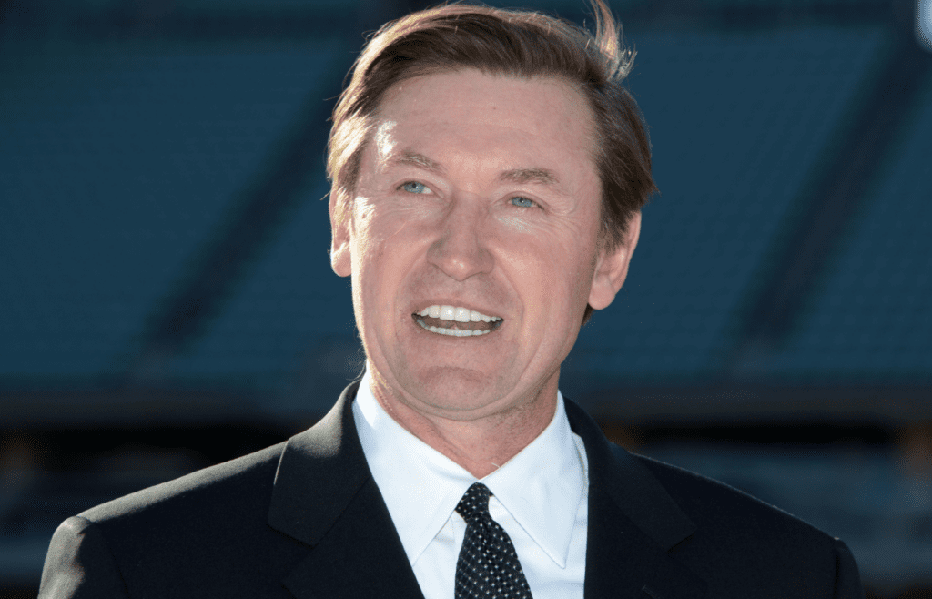 Jan 13, 2014; Los Angeles, CA, USA; Wayne Gretzky at a press conference at Dodger Stadium in advance of the NHL Stadium Series 2014 Los Angeles game between the Anaheim Ducks and the Los Angeles Kings. Mandatory Credit: Kirby Lee-Imagn Images