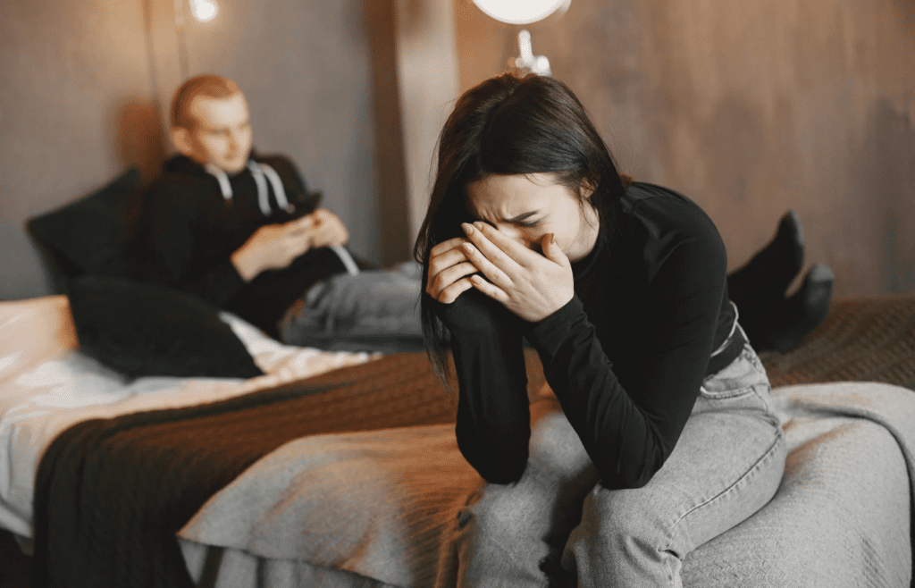 A lonely person looking unsure during conflict