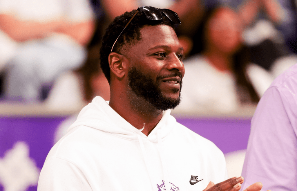 Feb 3, 2024; Fort Worth, Texas, USA; TCU Horned Frogs former player LaDainian Tomlinson in attendance during the game between the Texas Longhorns and TCU Horned Frogs at Ed and Rae Schollmaier Arena. Mandatory Credit: Kevin Jairaj-Imagn Images