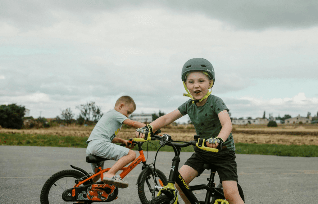 Kids riding bikes at dusk