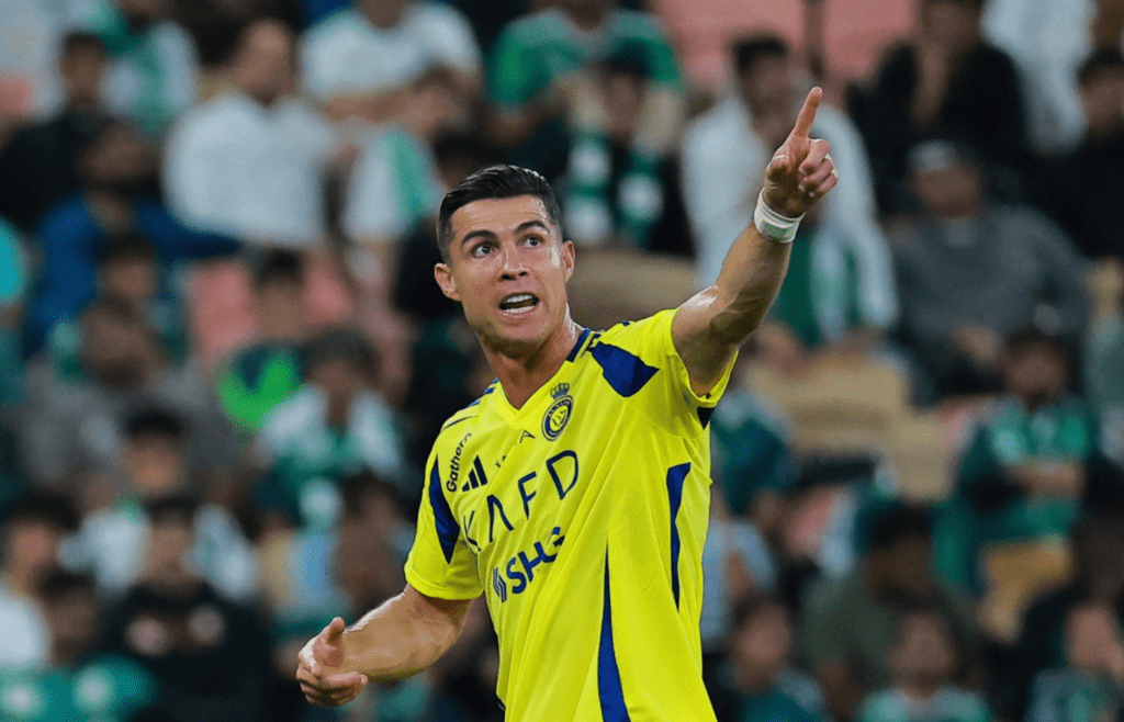 [US, Mexico & Canada customers only] Feb 13, 2024; Jeddah, Saudi Arabia; Al Nassr player Cristiano Ronaldo reacts after being substituted in a Saudi Pro League soccer match at King Abdullah Sports City. Mandatory Credit: Reuters via Imagn Images