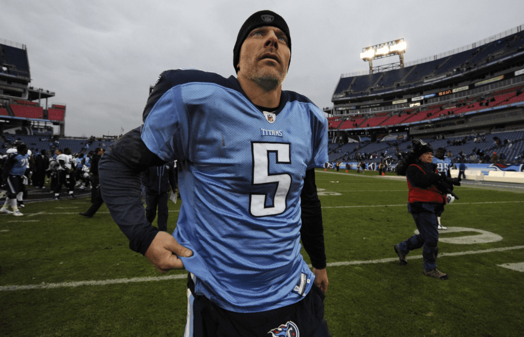 Tennessee Titans quarterback Kerry Collins (5) walks off of the field after losing to Jacksonville Jaguars 17-6 at LP Field Sunday, Dec. 5, 2010 in Nashville, Tenn. Collins threw for 169 yards and two interceptions. Collins Is Out Rookie Is In Ready Or Not