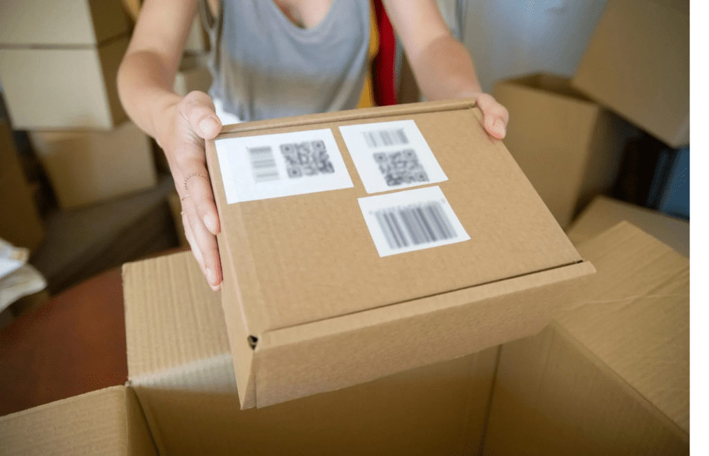 A return label on a box being sent back