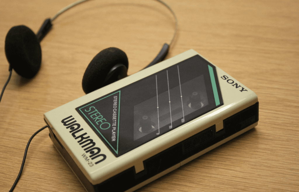 A Sony Walkman with retro headphones
