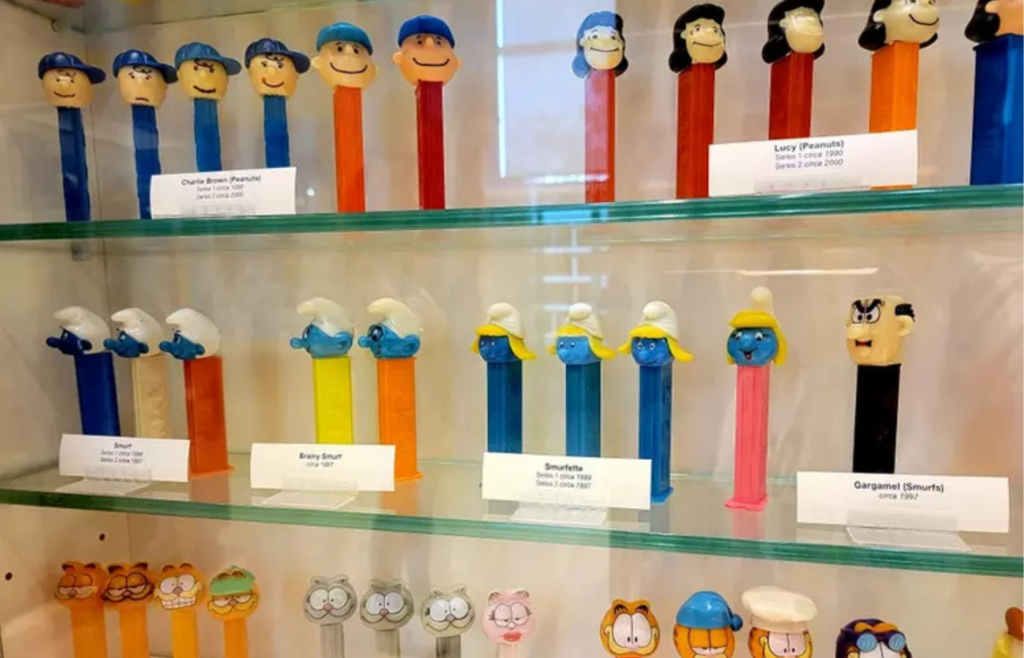 A lineup of PEZ dispensers from the ’70s and ’80s