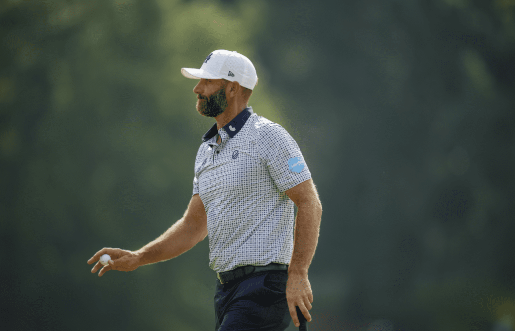 May 16, 2025; Charlotte, North Carolina, USA; (Editors Notes: Caption Correction) Dustin Johnson putts during the second round of the PGA Championship golf tournament at Quail Hollow. Mandatory Credit: Aaron Doster-Imagn Images