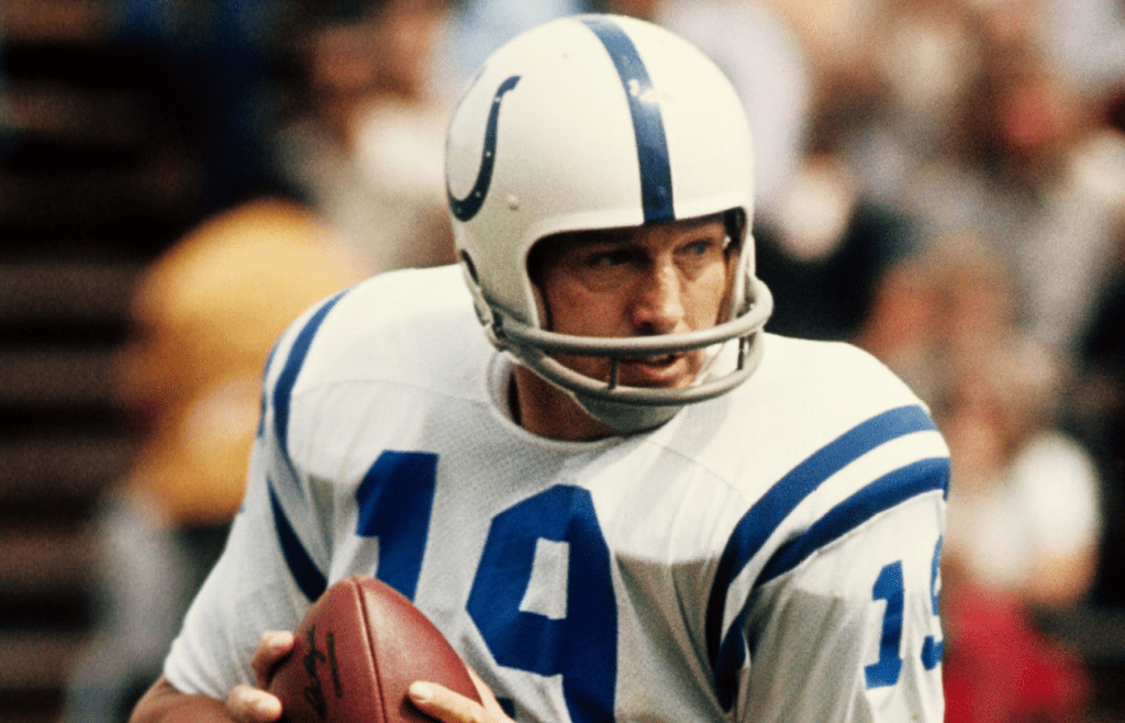 Sep 1972; Unknown location, USA; FILE PHOTO; Baltimore Colts quarterback Johnny Unitas (19) in action during the 1972 season. Mandatory Credit: Tony Tomsic-USA TODAY NETWORK