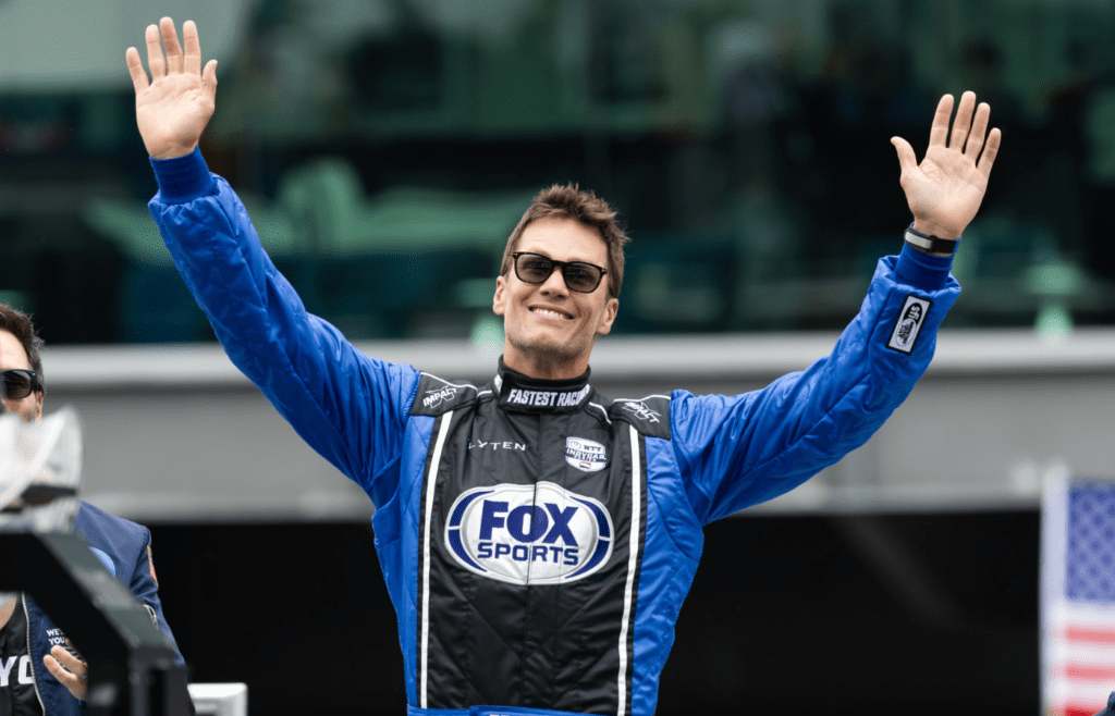 May 25, 2025; Indianapolis, Indiana, USA; Tom Brady prior to the IndyCar Series 109th Running of the Indianapolis 500 at Indianapolis Motor Speedway. Mandatory Credit: Mark J. Rebilas-Imagn Images