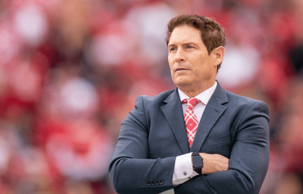 January 19, 2020; Santa Clara, California, USA; San Francisco 49ers former quarterback Steve Young before the NFC Championship Game against the Green Bay Packers at Levi's Stadium. Mandatory Credit: Kyle Terada-Imagn Images