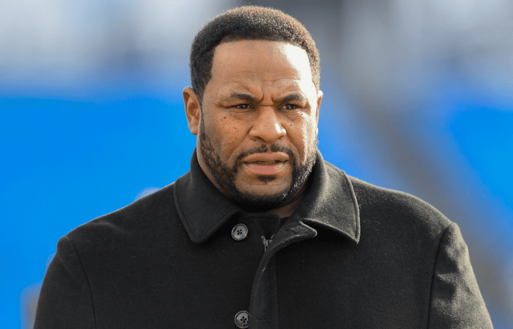 Dec 8, 2019; Orchard Park, NY, USA; NFL Hall of Fame running back Jerome Bettis walks on the field prior to the game between the Baltimore Ravens and the Buffalo Bills at New Era Field. Mandatory Credit: Rich Barnes-Imagn Images