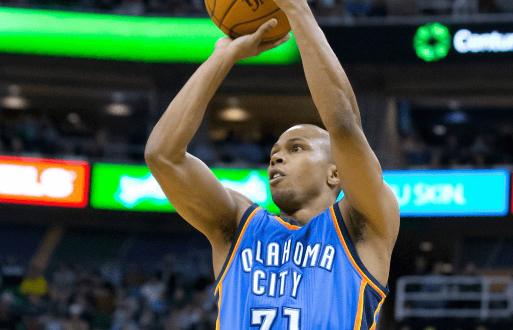 Nov 18, 2014; Salt Lake City, UT, USA; Oklahoma City Thunder guard Sebastian Telfair (31) shoots during the first half against the Utah Jazz at EnergySolutions Arena. Mandatory Credit: Russ Isabella-Imagn Images