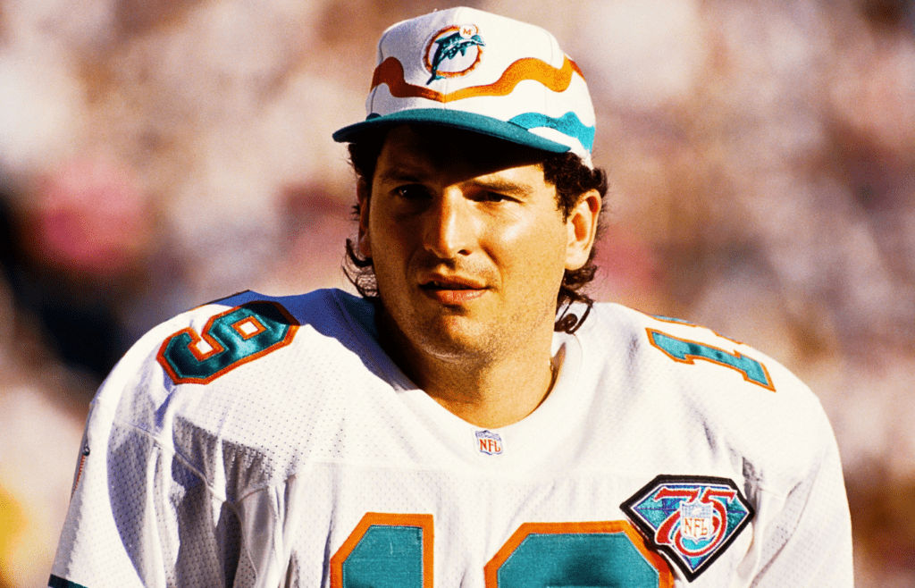 Jan 8, 1995; San Diego, CA, USA; FILE PHOTO; Miami Dolphins quarterback Bernie Kosar (19) on the sidelines against the San Diego Chargers during the 1994 AFC Divisional playoffs at Jack Murphy Stadium. Mandatory Credit: Peter Brouillet-USA TODAY NETWORK