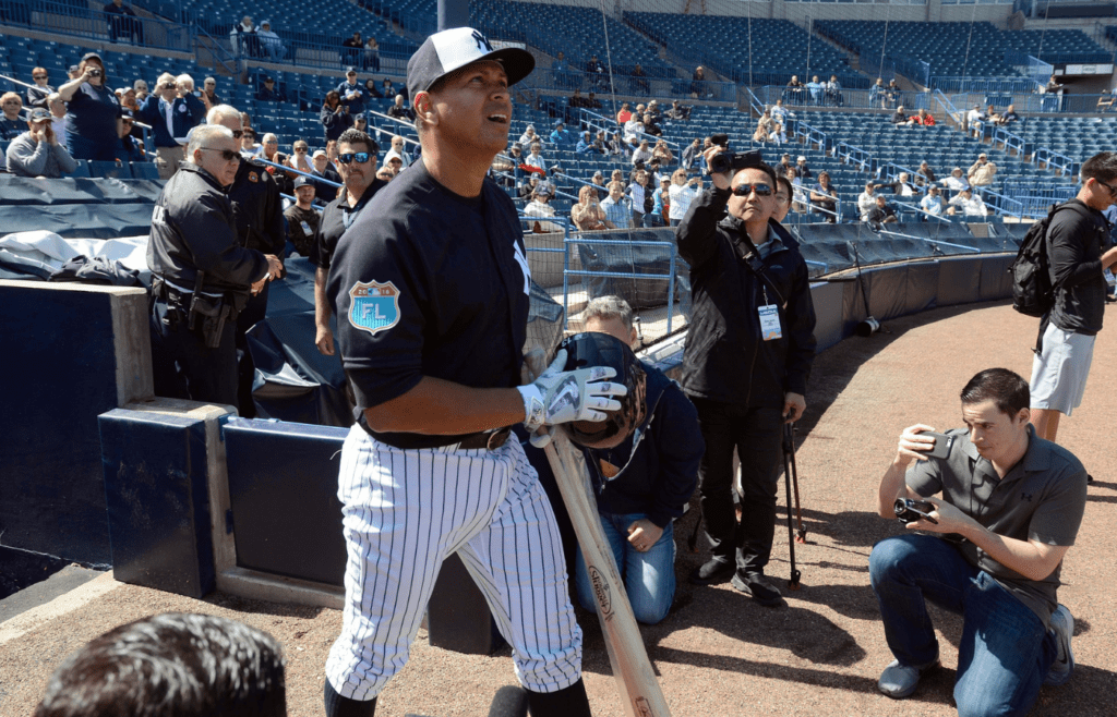 Feb 25, 2016; Tampa, FL, USA; New York Yankees designated hitter Alex Rodriguez (13) walks on to the field during the workout at George M. Steinbrenner Field . Mandatory Credit: Jonathan Dyer-Imagn Images