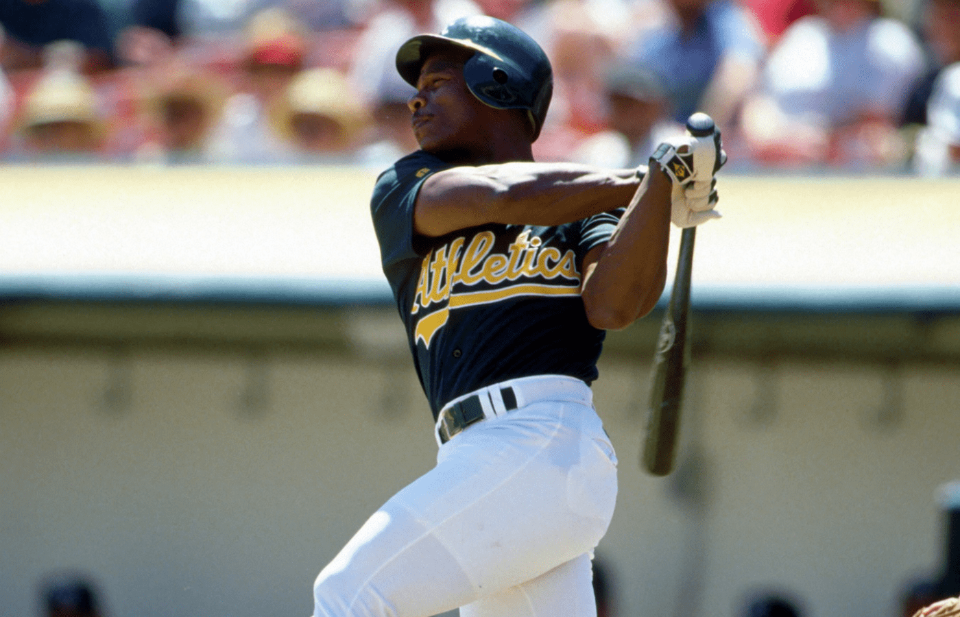 Jun 1, 1995; Oakland, CA, USA; Rickey Henderson of the Oakland Athletics in action against the New York Yankees at the Oakland Coliseum. Mandatory Credit: Photo By Imagn Images Copyright (c) 1995 Imagn Images