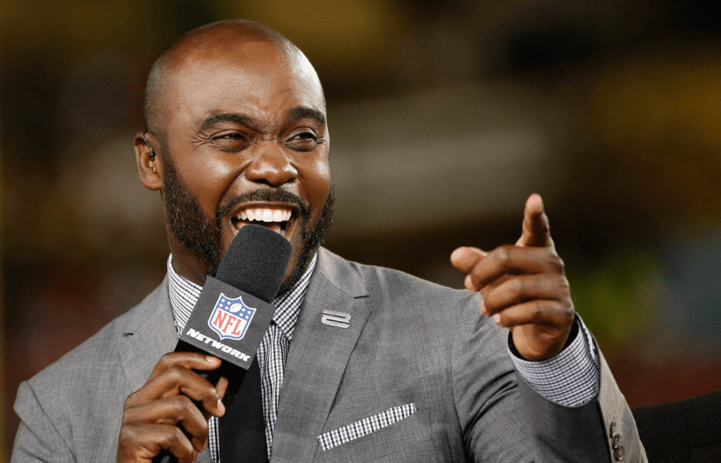 Oct 5, 2017; Tampa, FL, USA; Thursday Night football analyst Marshall Faulk prior to the game against the Tampa Bay Buccaneers and the New England Patriots at Raymond James Stadium. Mandatory Credit: Kim Klement-Imagn Images