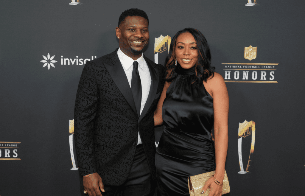 Feb 6, 2025; New Orleans, LA, USA; LaDainian Tomlinson and his wife LaTorsha Oakley on the red carpet before Super Bowl LIX NFL Honors at Saenger Theatre. Mandatory Credit: Kirby Lee-Imagn Images