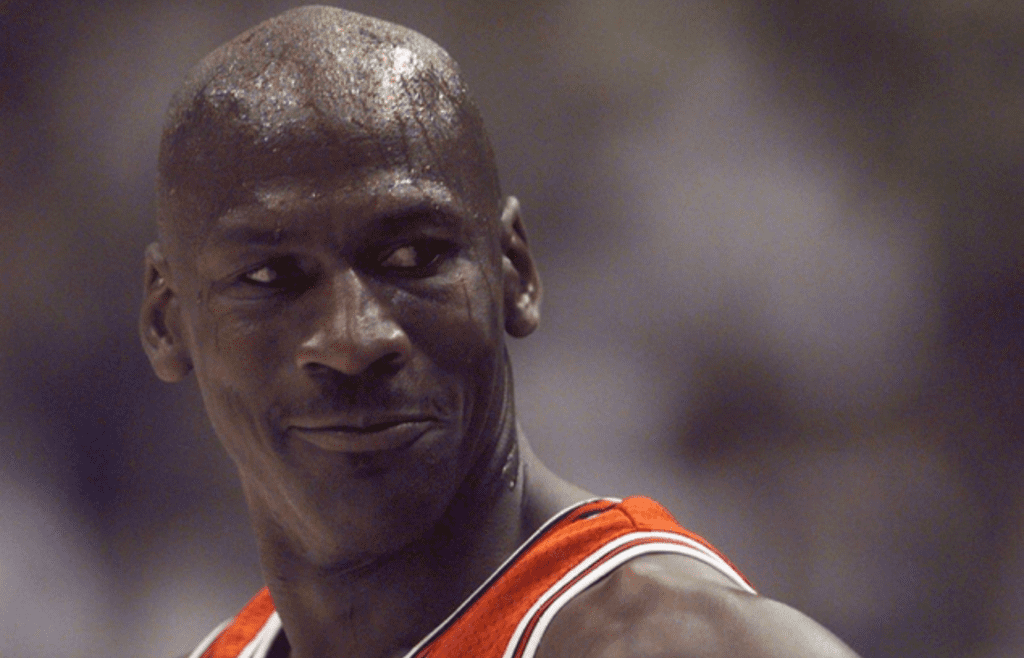 June 5, 1998; Salt Lake City, UT, USA; Chicago Bulls guard Michael Jordan in game two of the 1998 NBA Finals against the Utah Jazz at the Delta Center. Mandatory Credit: Robert Hanashiro-USA TODAY