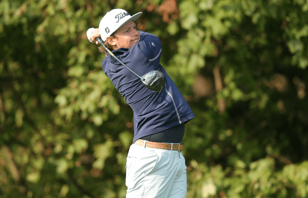 Sep 16, 2020; Mamaroneck, New York, USA; Cam Smith hits from the twelfth tee during a practice round for the 2020 U.S. Open golf tournament at Winged Foot Golf Club - West. Mandatory Credit: Brad Penner-Imagn Images