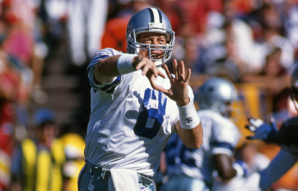 Unknown date; San Fransisco, CA, USA; FILE PHOTO; Dallas Cowboys quarterback Troy Aikman (8) throws against the San Francisco 49ers at Candlestick Park. Mandatory Credit: Peter Brouilet-USA TODAY NETWORK
