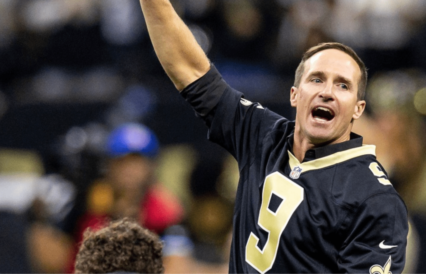 Oct 17, 2024; New Orleans, Louisiana, USA; Former New Orleans Saints quarterback Drew Brees on the field for the coin toss against the Denver Broncos during the first half at Caesars Superdome. Mandatory Credit: Stephen Lew-Imagn Images