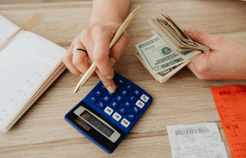 Woman planning finances and monthly savings