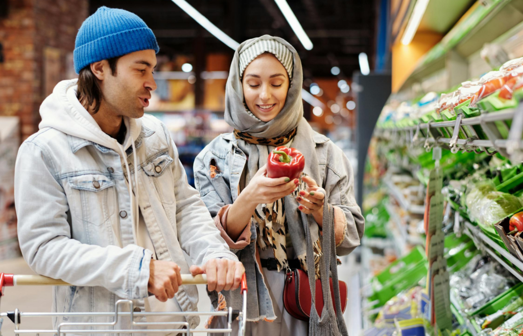 Couple Buying Groceries at a Supermarket