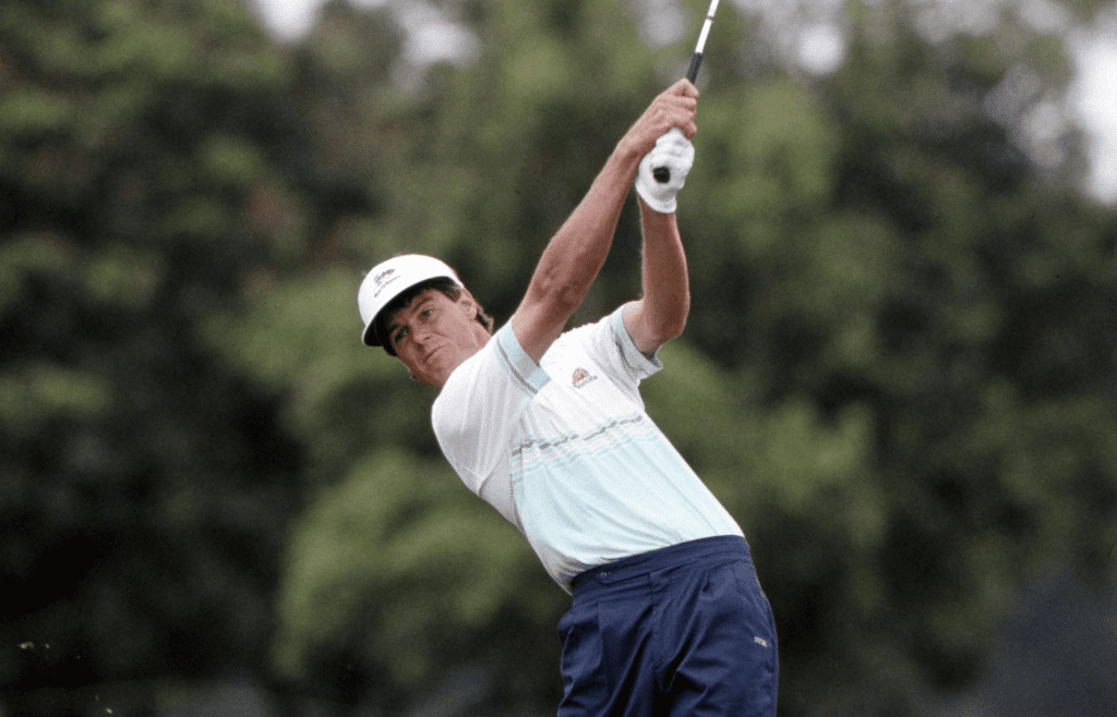 Mar 1990; Miami, FL, USA; FILE PHOTO; Paul Azinger follows through on his swing during the 1990 Doral Ryder Open at the Doral Country Club. Mandatory Credit: RVR Photos-Imagn Imagesv