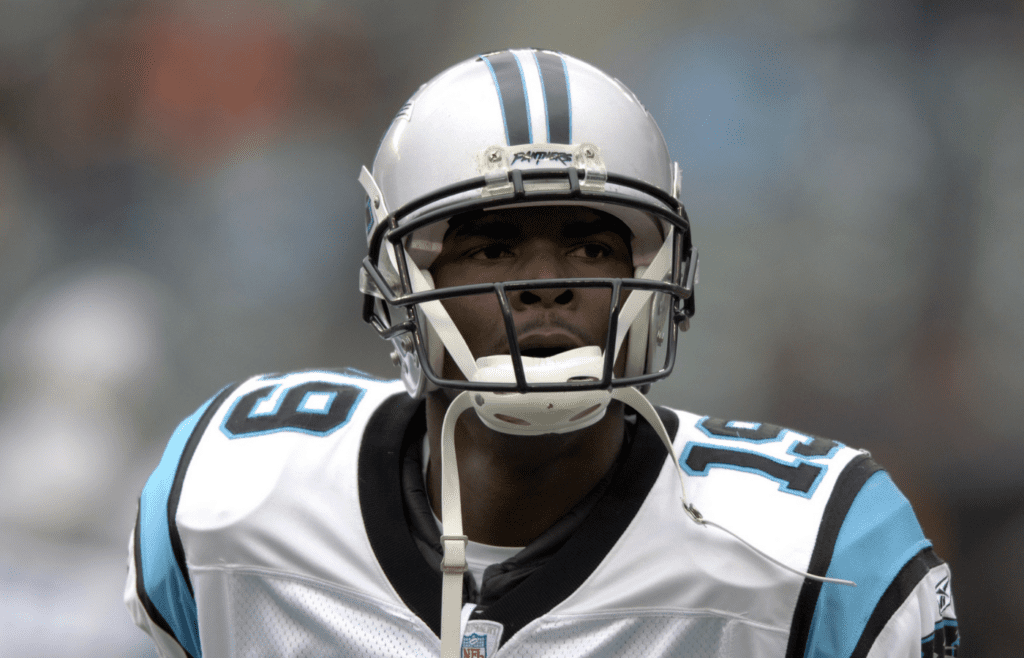 Oct 22, 2006; Cincinnati, OH, USA; Carolina Panthers wide receiver (19) Keyshawn Johnson during pregame warm ups against the Cincinnati Bengals at Paul Brown Stadium in Cincinnati, OH. Mandatory Credit: Frank Victores-Imagn Images Copyright (c) Frank Victores