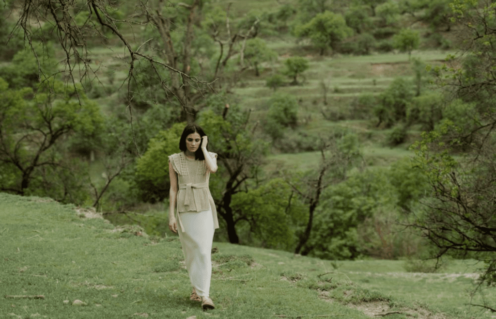 A person calmly walking away from a tense conversation