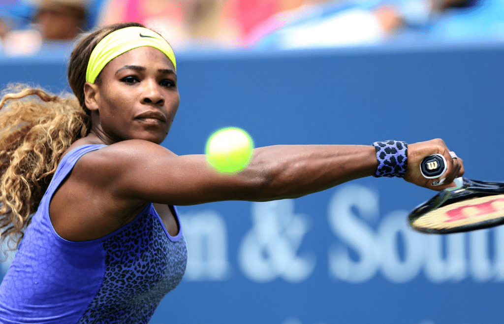 Serena Williams, the number 1 seed for the Western and Southern Open beat Samantha Stosur on Center Court at the Lindner Family Tennis Center. Williams won 7-6(7), 7-6(7) Wednesday. Photo shot Wednesday August 13, 2014. The Enquirer/Cara Owsley