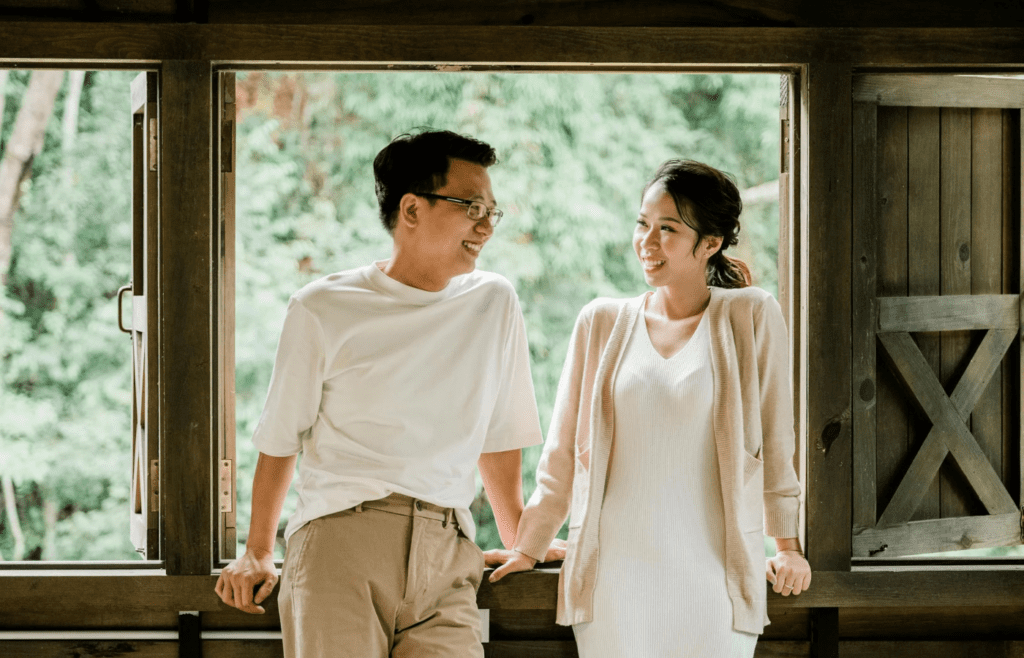 A couple having a calm and open conversation