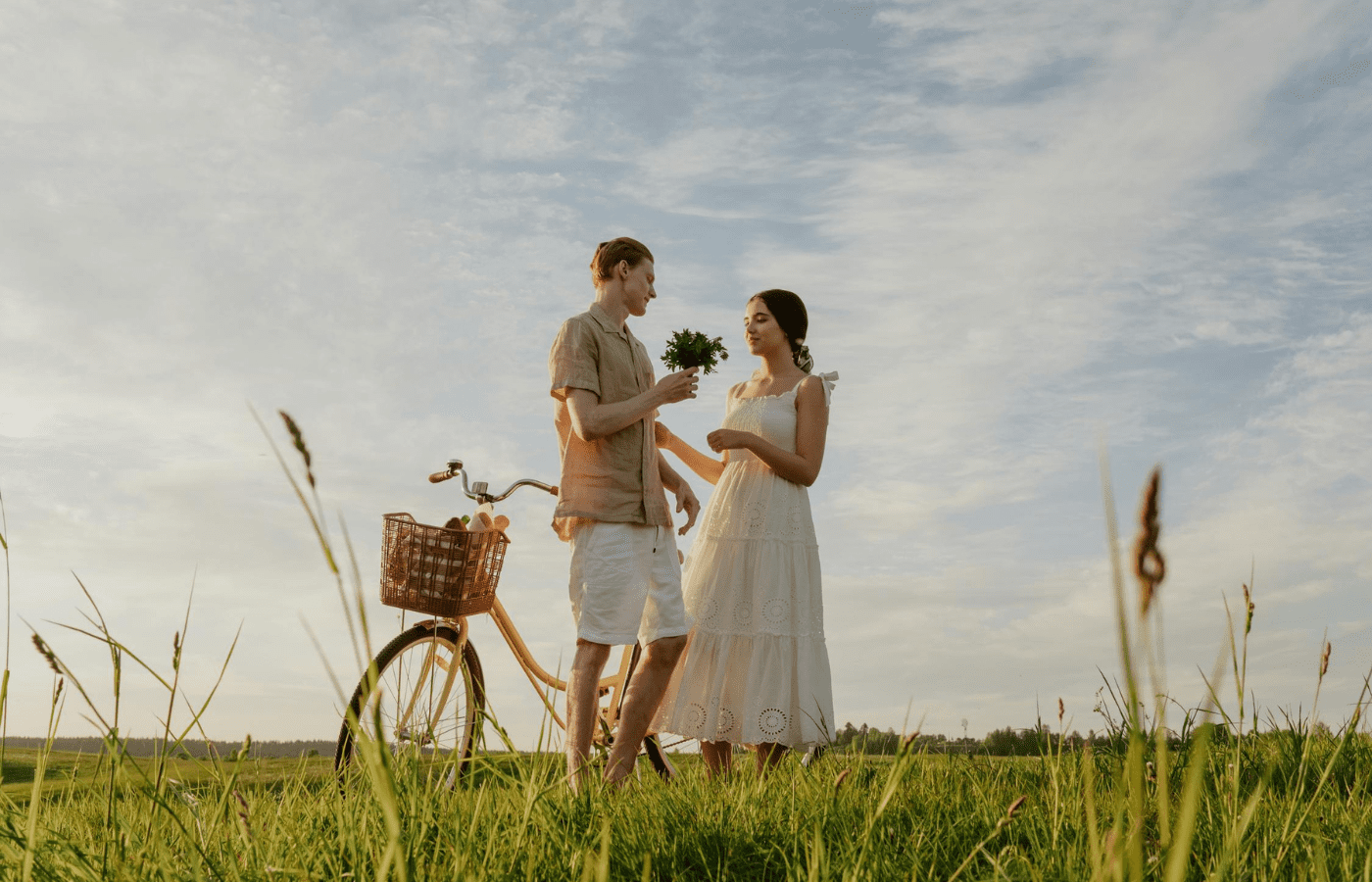 A couple giving each other high fives or space to grow